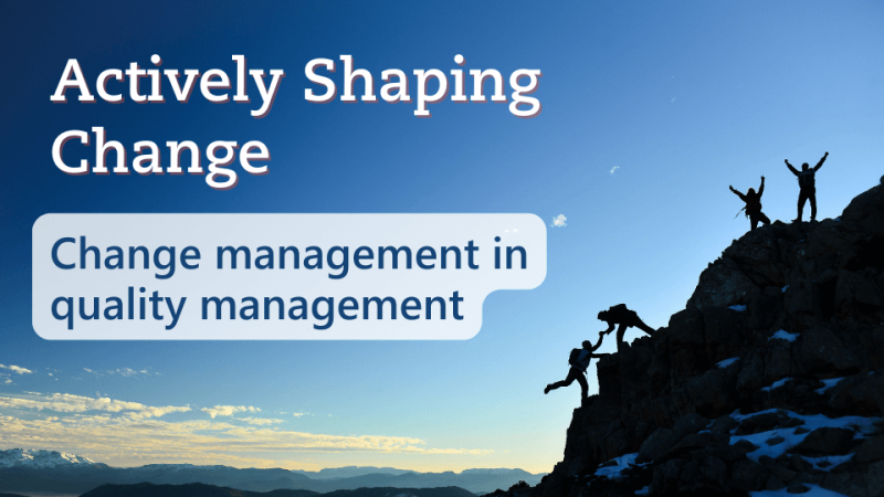 text image "Actively Shaping Change - Change management in quality management" by Metecon GmbH