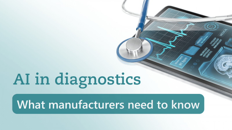 AI in diagnostics: What manufacturers of IVD need to know now text image "AI in diagnostics - What manufacturers need to know" by Metecon GmbH